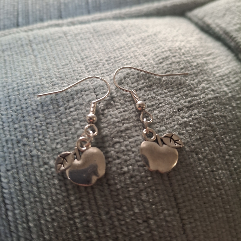 Silver Apple Dangle Earrings